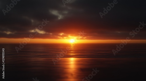 Serene sunset over calm ocean waters