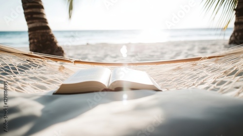 Relaxing in a hammock on a tropical beach with a book during a solo digital detox retreat at sunset