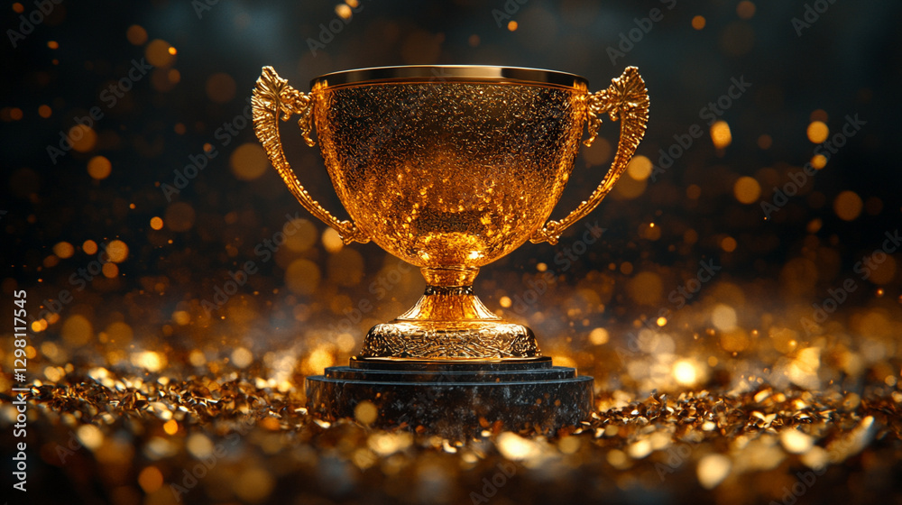 A golden trophy on a black pedestal in front of a blurred large stadium, symbolizing achievement, victory, and excellence in sports or competition. The podium highlights modern success.
A golden trophy on a black pedestal in front of a blurred large stadium, symbolizing achievement, victory, and excellence in sports or competition. The podium highlights modern success.