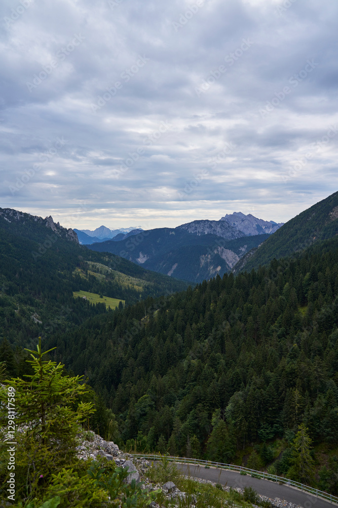 Fototapeta premium Mountain Range Near Tolmin, Slovenia