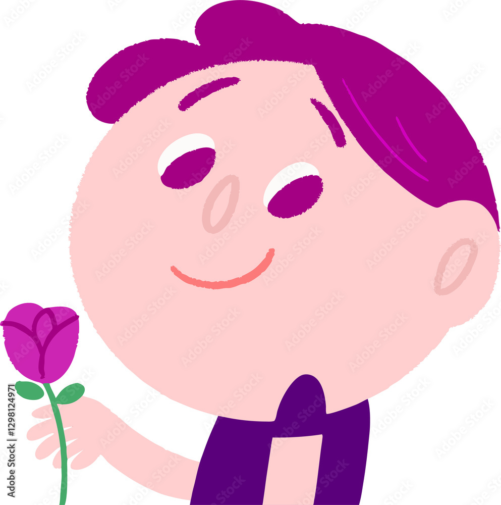 Obraz premium little kid holding flower with good smell