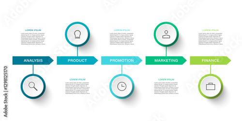 Five steps infographic for business or marketing presentations
