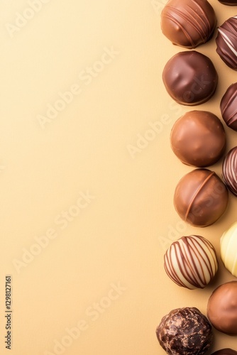 Wallpaper Mural Delicious assortment of chocolate truffles arranged on soft back Torontodigital.ca