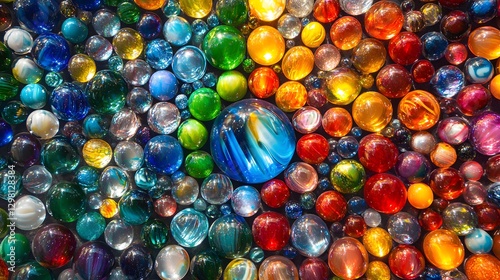 Colorful Kaleidoscopic Glass Marbles in a Vibrant Pattern