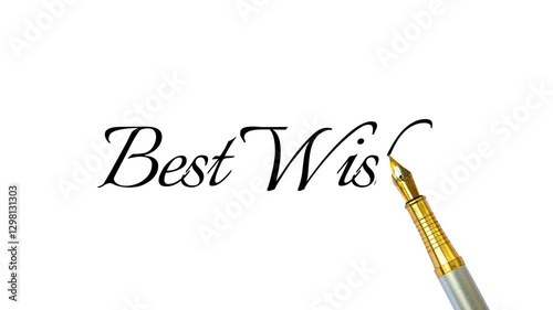 Best wishes typography writing with the pen on the white backdrop, 4k animation. Wishing text background.