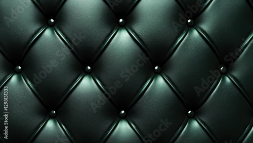 Dark emerald green tufted leather upholstery texture