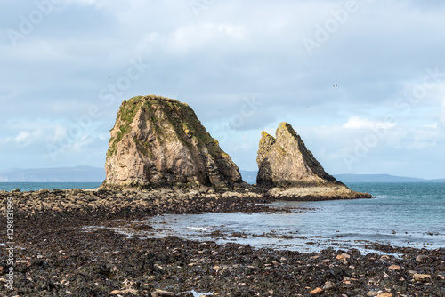 View of the Brough Bay near Brough village, Scotland's most northerly mainland village, Caithness, United Kingdom. Coastal scenery near Brough.