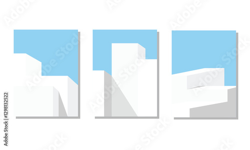Collection of minimal geometric posters. Hand drawn vector art.