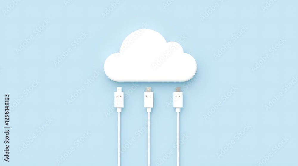 white cloud connect with network cable, Cloud computing technology concept background white cloud connect with network cable, Cloud computing technology concept background