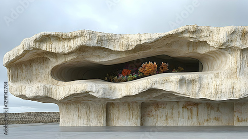 Coastal Coral Reef Diorama in Stone Structure photo