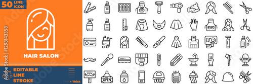 Hair Salon Line Editable Icons set