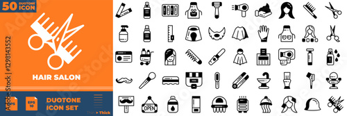 Hair Salon Duotone Editable Icons set