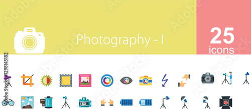 photography icon set 25 icons.photography line icon set