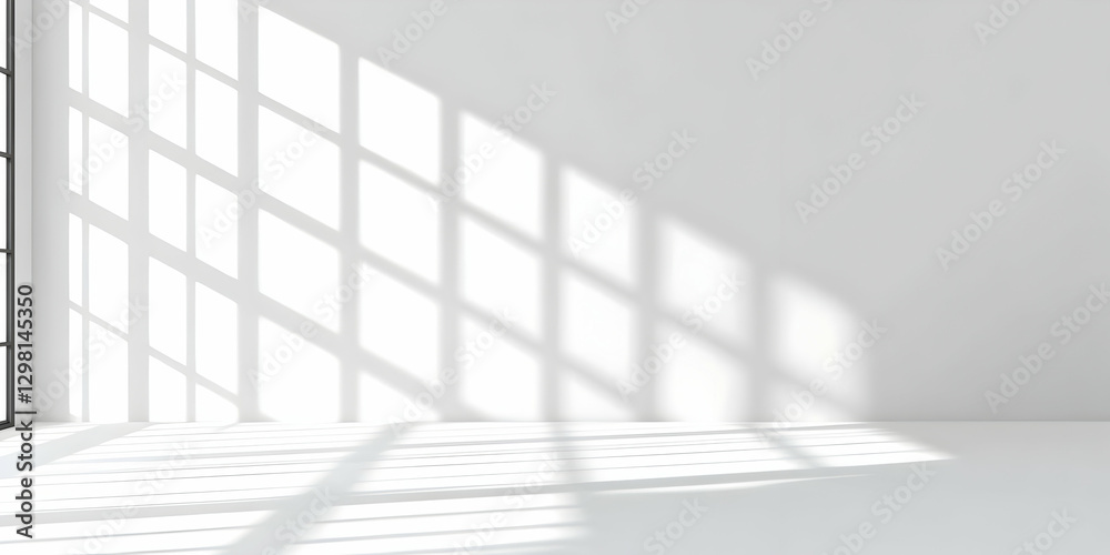 Fototapeta premium White Room Sunlight Window Shadow 3D Render