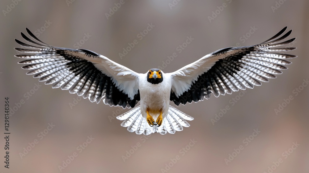 Fototapeta premium Bird in Flight Against Blurry Forest Background