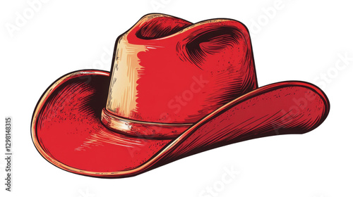 Red cowboy hat isolated on white background