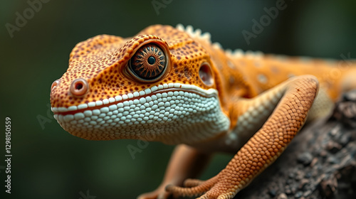 Close-up of The Head Of New Caledonian Giant Gecko On Tree Branch. High quality 4k footage