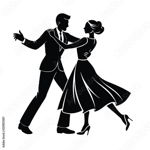 Romantic silhouette of a couple enjoying an intimate dance together