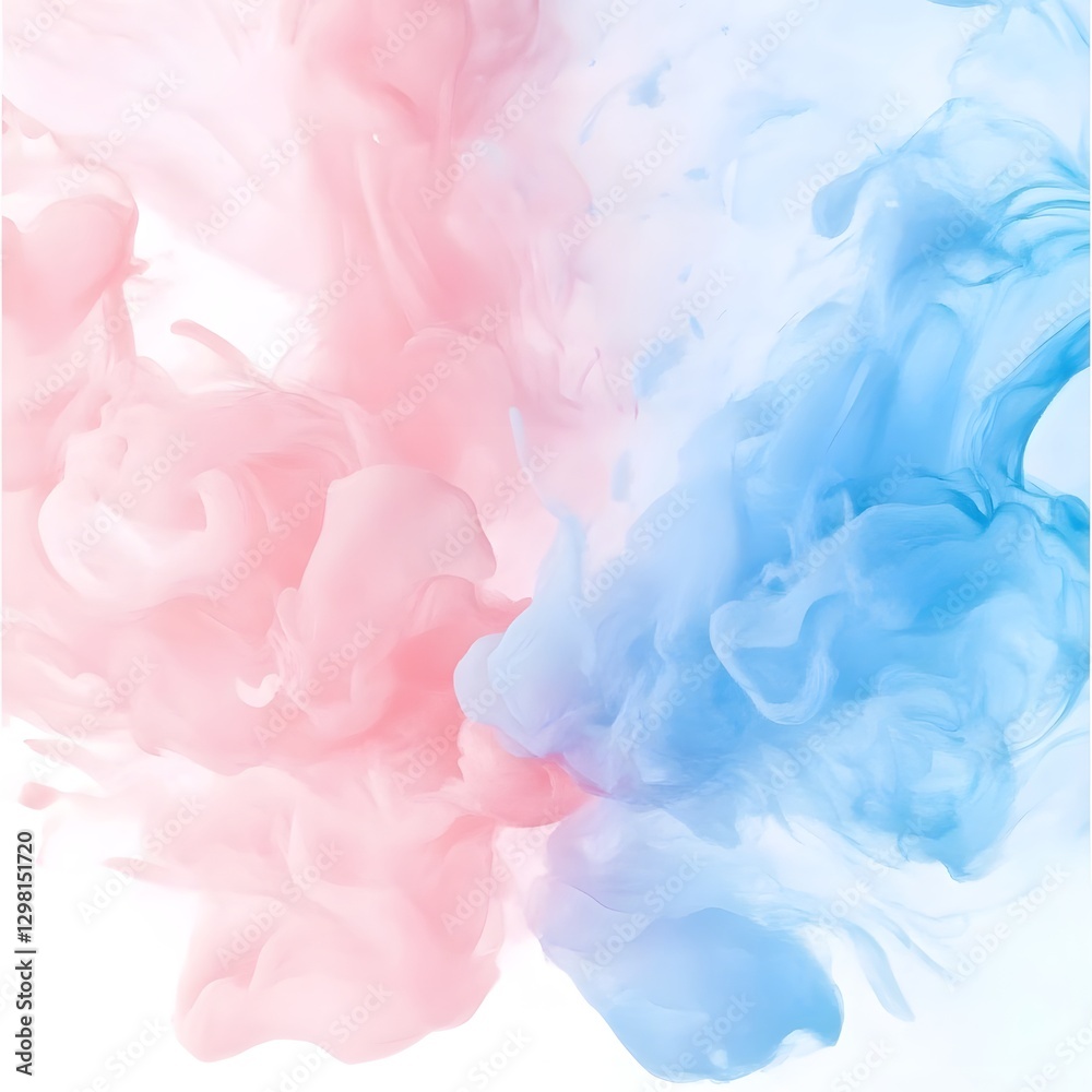 Fototapeta premium Pastel Swirling Gradient of Light Pink and Blue Tones on White Background