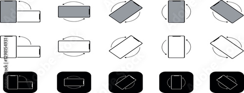 Rotate smartphone icon screen tilt rotation icon set horisontal or vertical rotation buttons