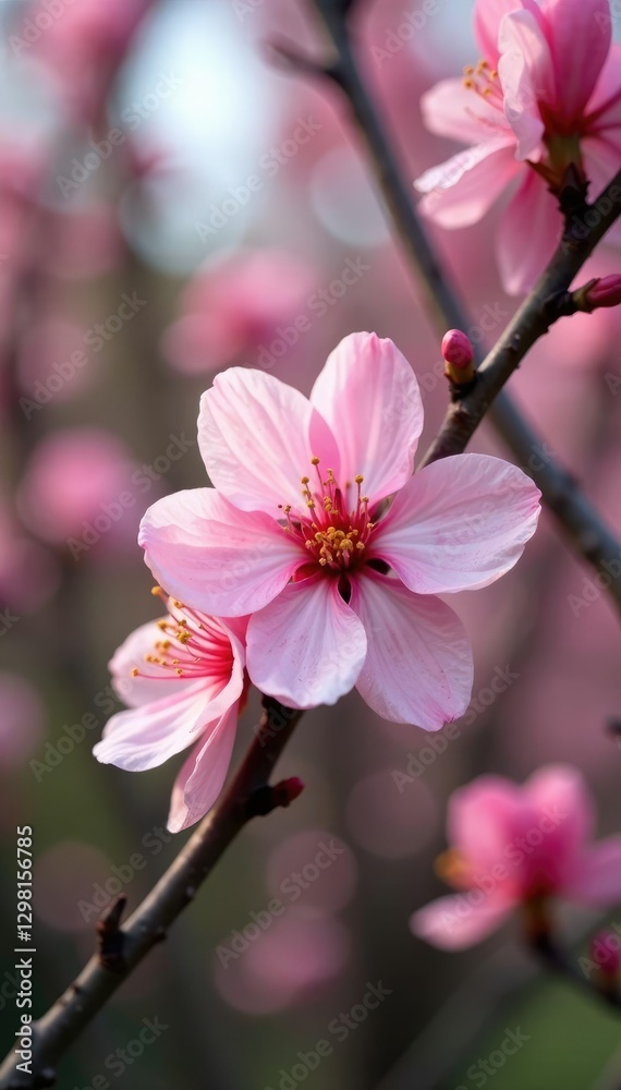 Soft pink petals unfurl on a blooming tree branch, garden blooms, blossom tree, blossoms Soft pink petals unfurl on a blooming tree branch, garden blooms, blossom tree, blossoms