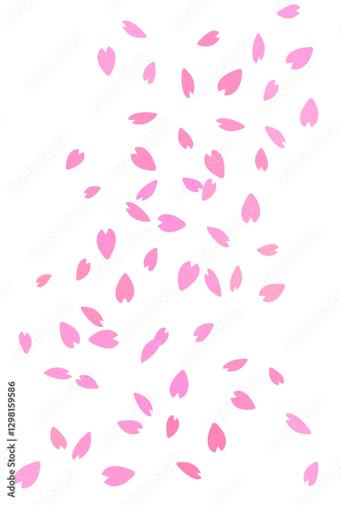 舞い落ちる桜の花びらのイラスト素材　ピンク　花吹雪