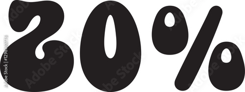 20 Percentage Discount Offer Number Typography Style A0004
