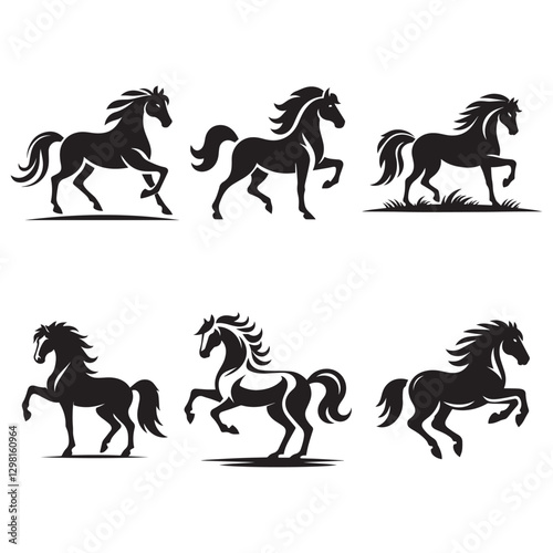set of horse silhouettes