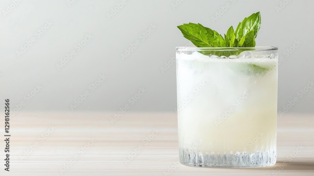 Refreshing Cocktail on Light Wood Surface Refreshing Cocktail on Light Wood Surface