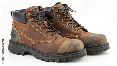 Worn Brown Leather Boots