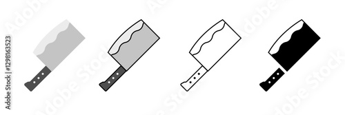 Chinese cleaver icon set. Vector.