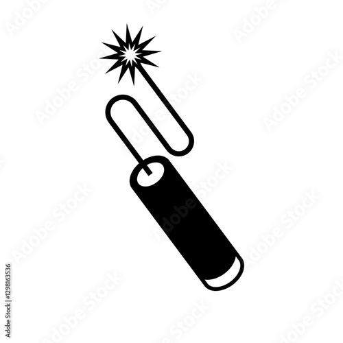 Ignited dynamite silhouette icon. Vector.