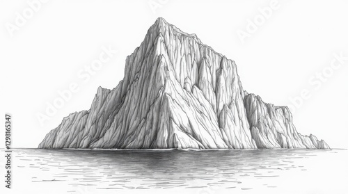 Classic Black and White Drawing of the Rock of Gibraltar