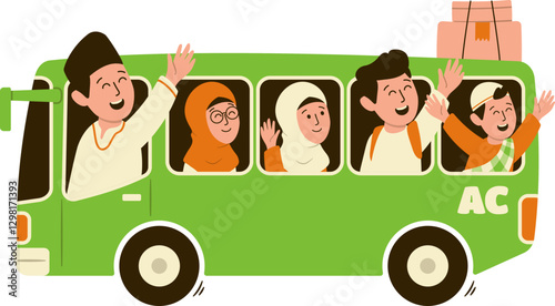 Happy Bus Passenger at Terminal, Mudik Lebaran Hari Raya Idul Fitri