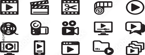 Video camera icon in flat style. Movie play vector illustration on white isolated background. Video streaming business concept.