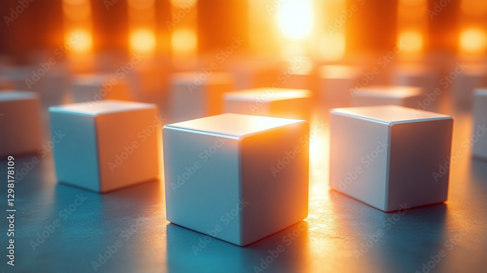 Randomly arranged white cube boxes fading out on a modern background symbolizing abstraction transition emptiness and minimalism with copy space for creative design.
Randomly arranged white cube boxes fading out on a modern background symbolizing abstraction transition emptiness and minimalism with copy space for creative design.