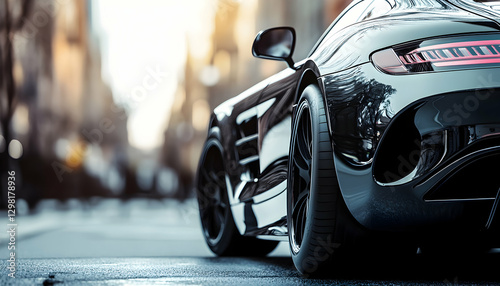 Glimpse of the cara??s exhaust pipe showcasing the harmonious blend of functionality and visual elegance. Copy space image. Place for adding text