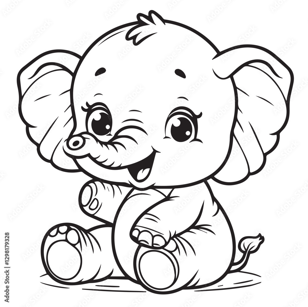 Super Simple Baby Elephant Coloring Page – Cute Outline Illustration for Kids Super Simple Baby Elephant Coloring Page – Cute Outline Illustration for Kids