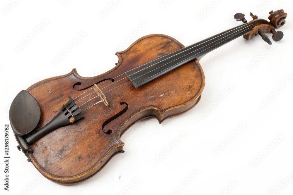 Fototapeta premium An Exquisite Antique Violin with Rich Wood Textures Showcasing Timeless Craftsmanship