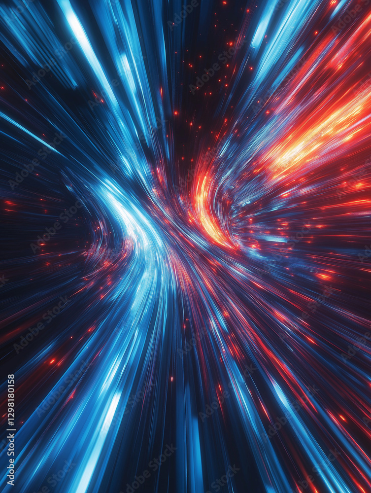 Obraz premium Abstract speed motion effect, race car transforming into light streaks
