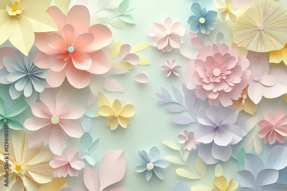Obraz premium Colorful paper flower art in pastel tones