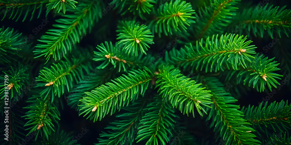 Obraz premium Lush Green Pine Branches Background Image