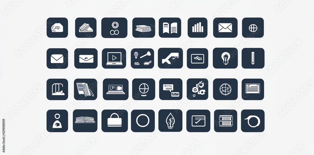 Collection of diverse business and office symbol icons for graphic design Collection of diverse business and office symbol icons for graphic design