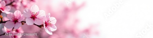 Round white background with blooming sakura in soft focus, colorful blooms, tree in bloom, sakura
