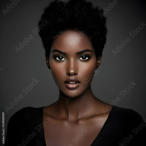 Dark Skin Woman Portrait Illustration