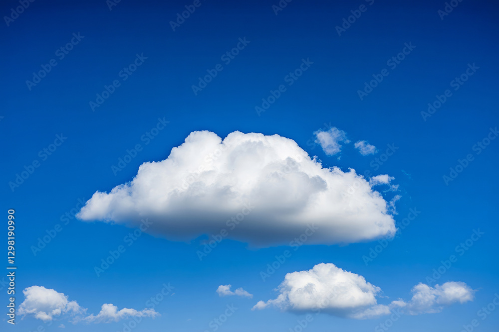 Fluffy white cloud in a bright blue sky Fluffy white cloud in a bright blue sky