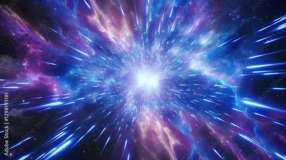 Naklejka premium Colorful explosion in space with particles and dust