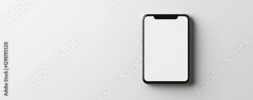 A close-up view of a sleek, modern cell phone resting on a wooden surface, showcasing its glossy finish and a blank, illuminated screen, reflecting soft ambient light.