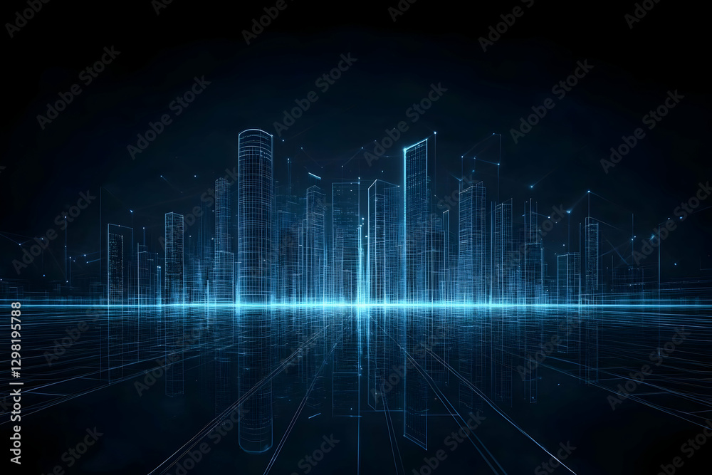 Digital Cityscape 3D Illustration Digital Cityscape 3D Illustration