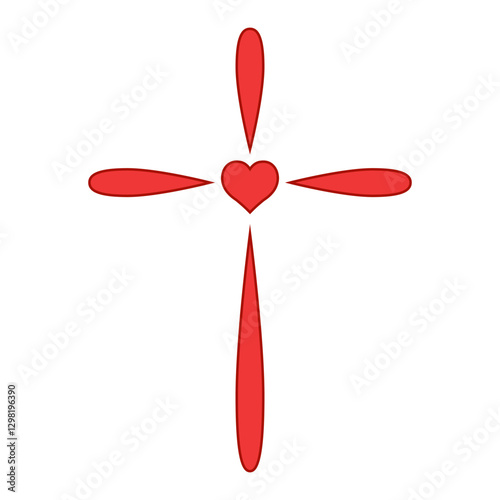Vibrant Red Cross and Heart...